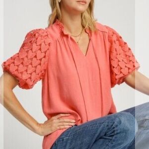 Umgee 1X Coral Heart Design Top Tie Front